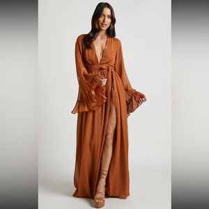 Elegant Rust Maxi Dress